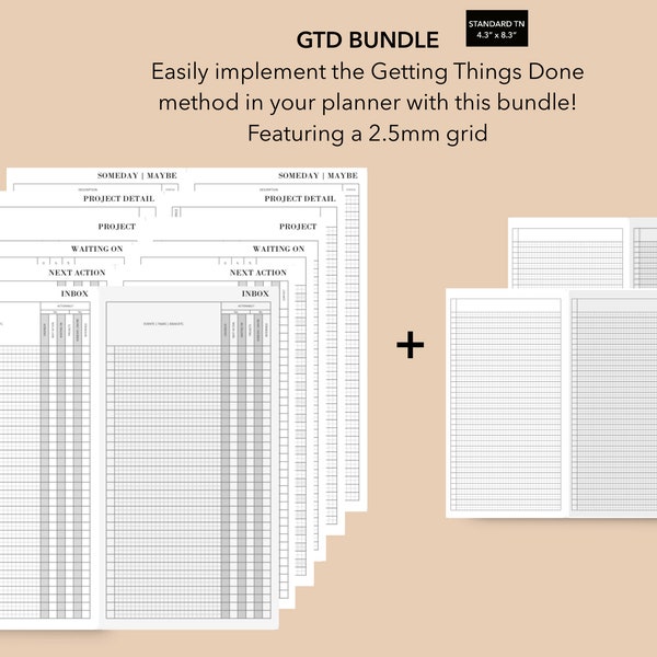 Standard TN Getting Things Done Printable Planner Inserts, GTD Method Insert Bundle, Getting Things Done 2023 Planner, GTD by David Allen