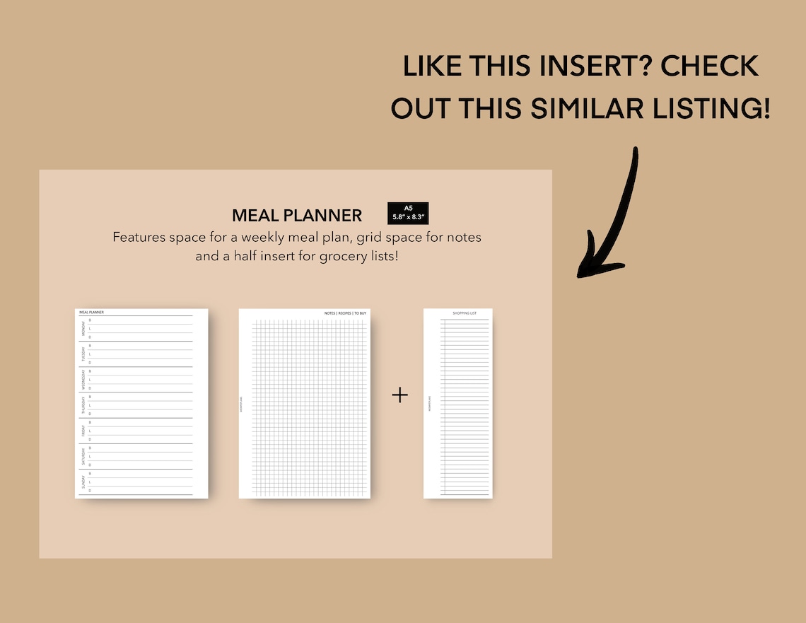A5 Size Minimalist Hobonichi Weeks Printable Insert Fauxbonichi Weeks ...
