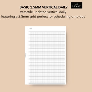 A5 Daily Planner Insert, Printable Undated Grid Daily Agenda PDF, Filofax A5 Day on 1 Page Planner, LV GM Agenda Refill, To Do List Insert