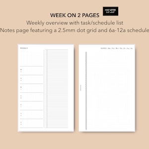 Half Letter Discbound Weekly Planner Insert, Printable Undated Dot Grid Weekly Agenda PDF, Weekly Overview Planner, TUL Eagle Discs WO2P