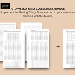 Personal GTD Planner Inserts, Getting Things Done Weekly Daily Collections Bundle, Getting Things Done Printable Planner Insert, David Allen