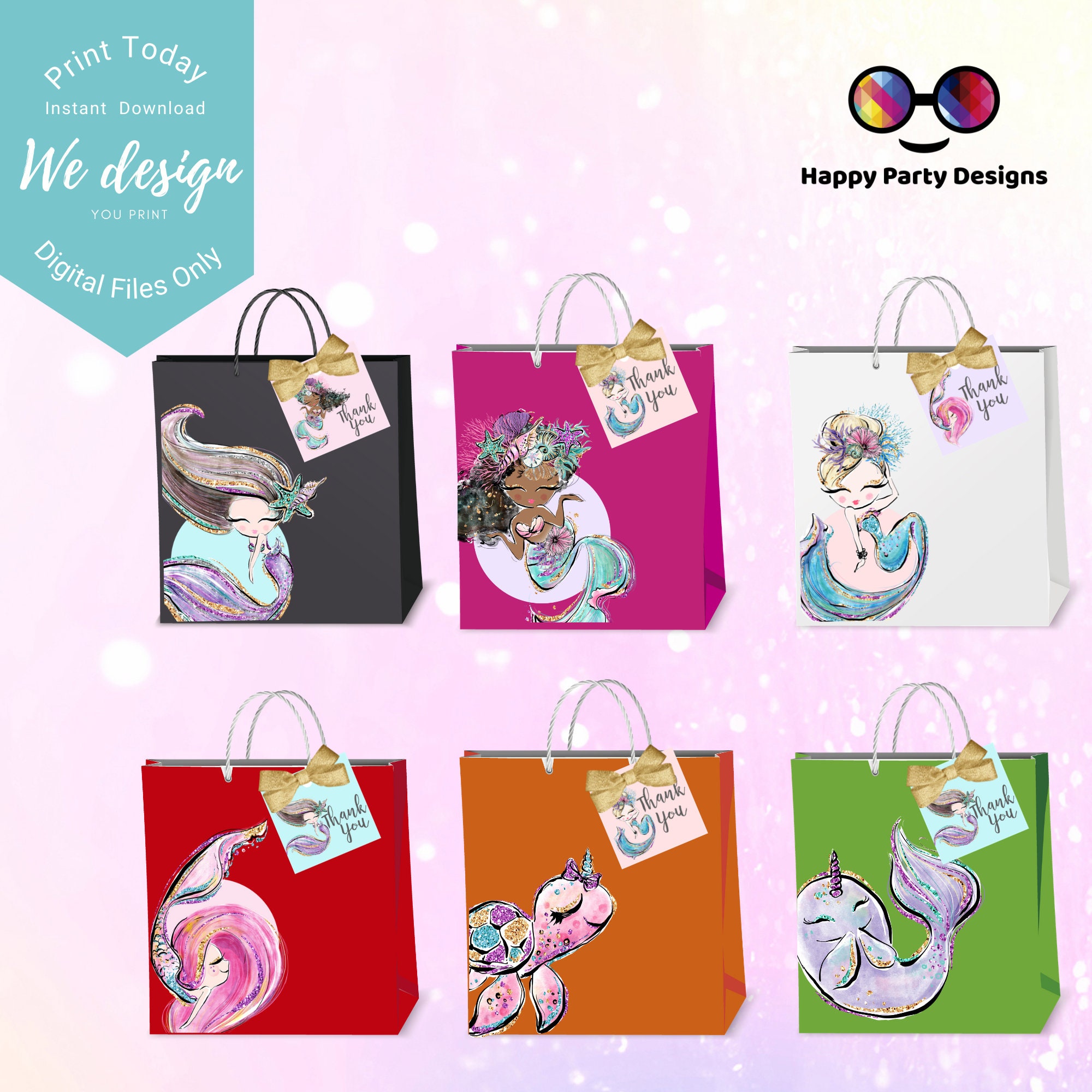 Mermaid printable Cut-out Mermaid Printable Party Bag | Etsy
