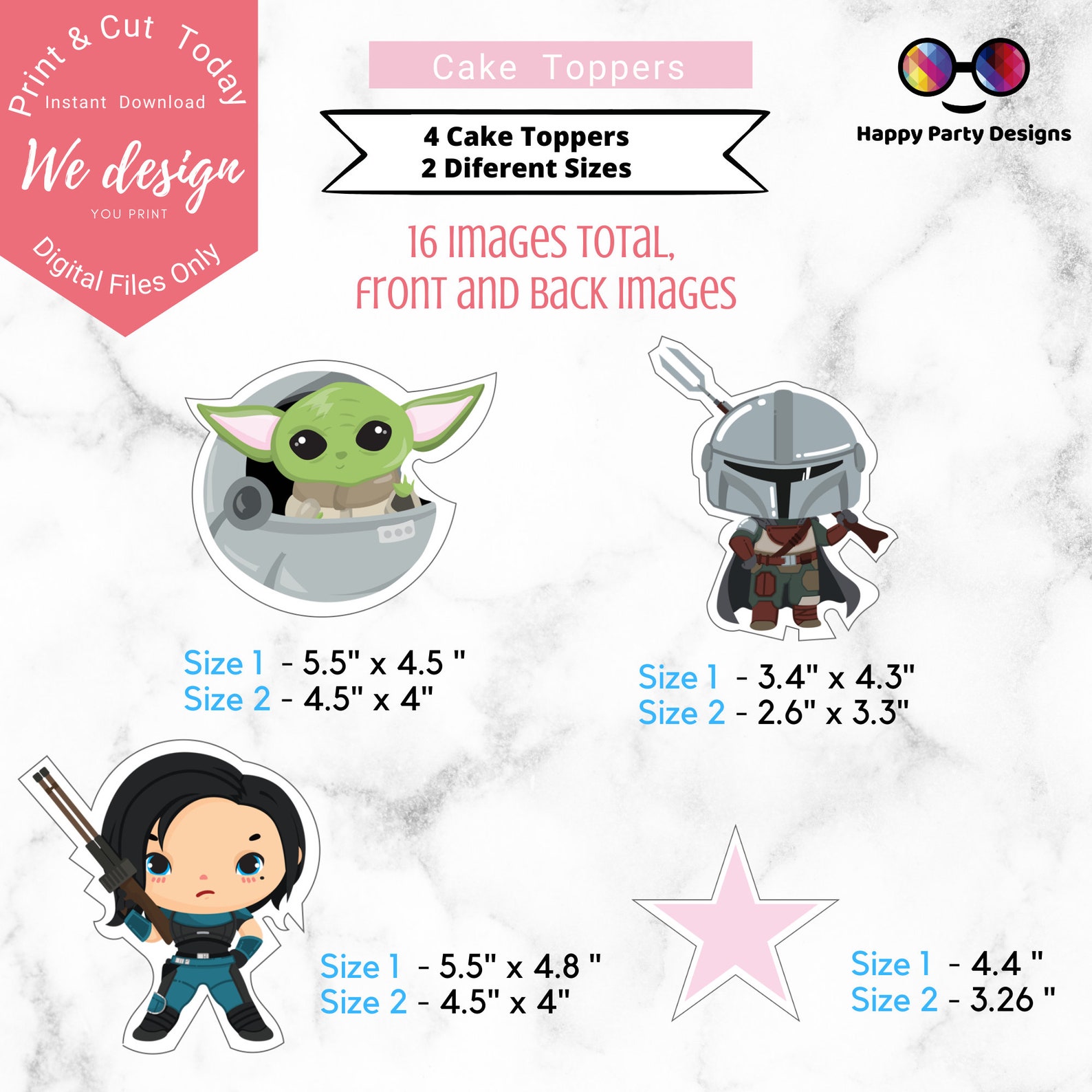 PRINTABLE Baby Yoda Cake Topper Baby Yoda Birthday Girl Etsy