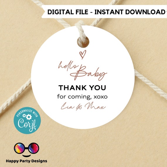 Editable Minimal Baby Shower Favor Tags Minimalist Shower Etsy