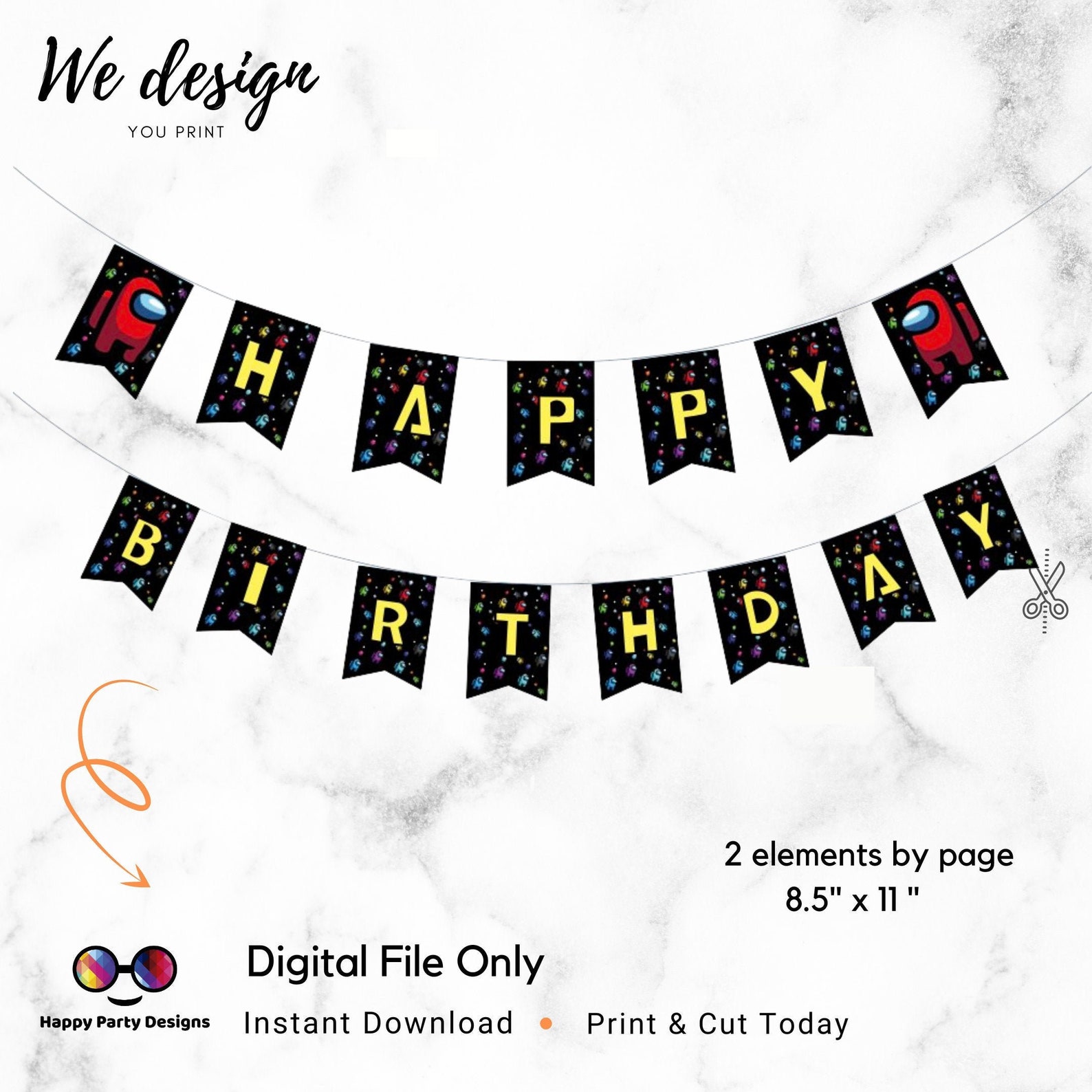PRINTABLE Among Us Birthday Banner 2 AMONG US Banner | Etsy