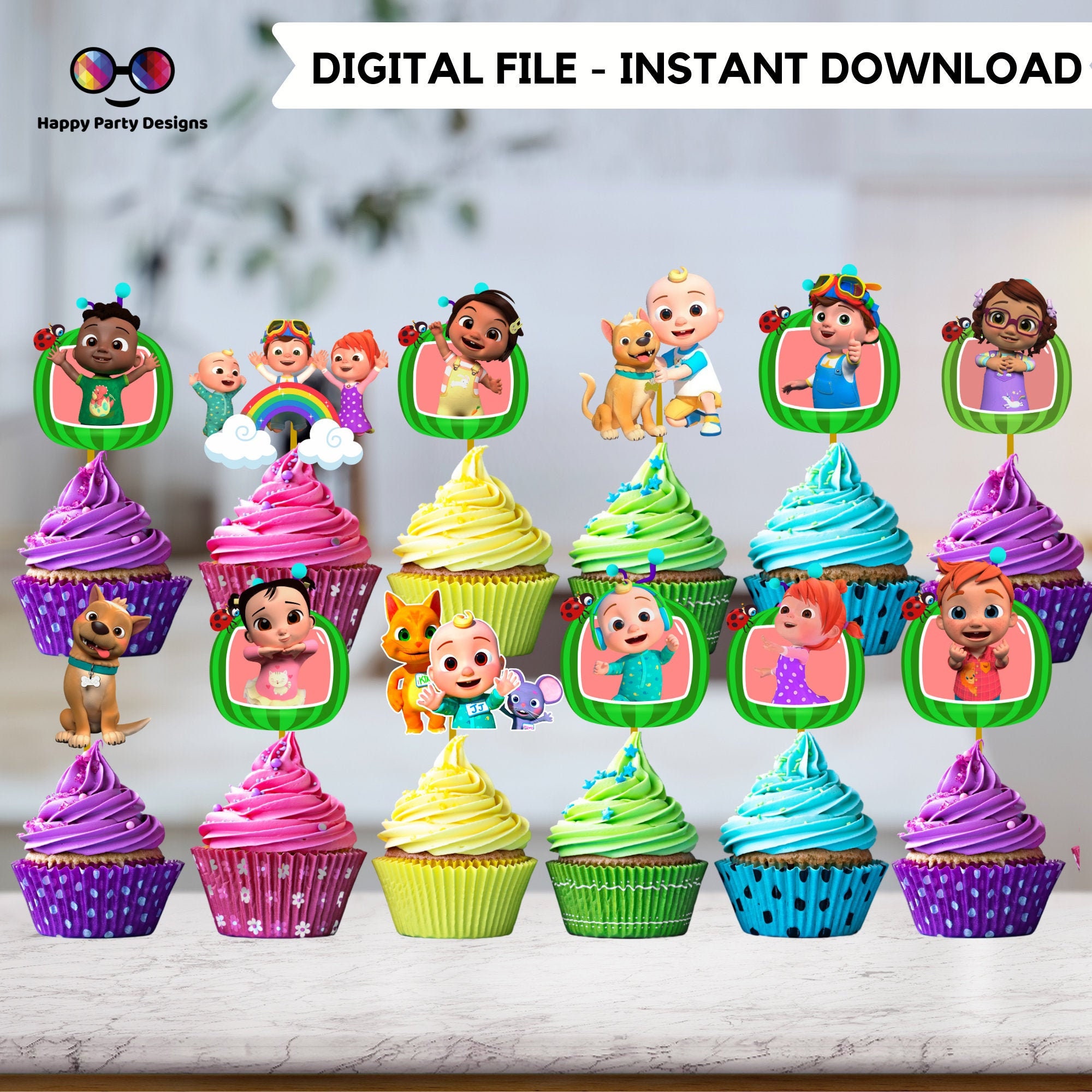 Cupcake Toppers Coco Melon Birthday Girl Coco Etsy