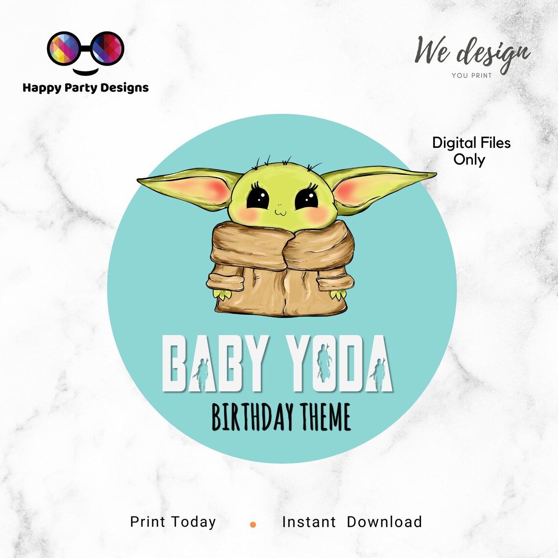 Printable Happy Birthday Baby Yoda Cake Topper Birthday Etsy