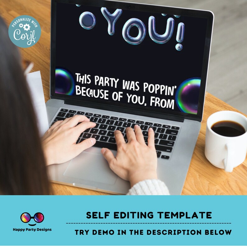 Editable Bubbles Birthday Thank You Gift Tags Bubbles Party Etsy