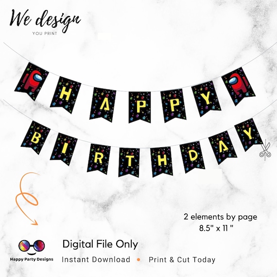 PRINTABLE Among Us Birthday Banner 2 AMONG US Banner Etsy