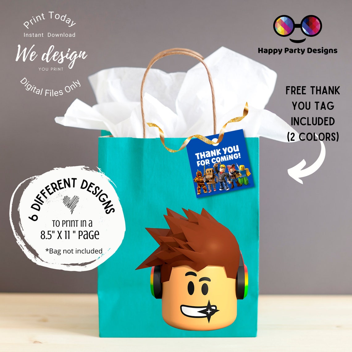 Roblox printable Cut-out Printable Roblox Party Bag Fronts | Etsy