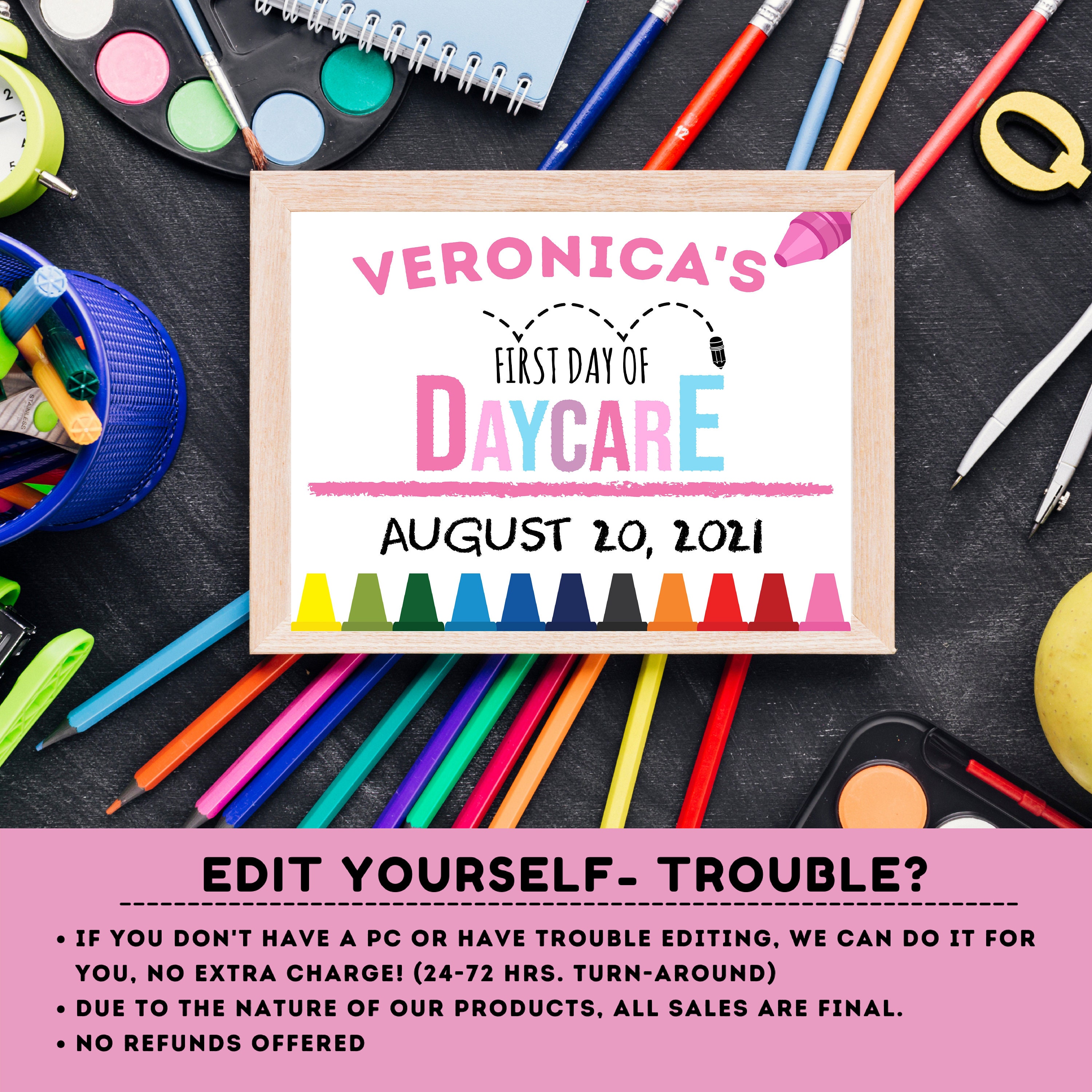 Editable First day of Daycare Sign Daycare Sign 1st Day of Etsy Editable First day of Daycare Sign Daycare Sign 1st Day of Etsy
