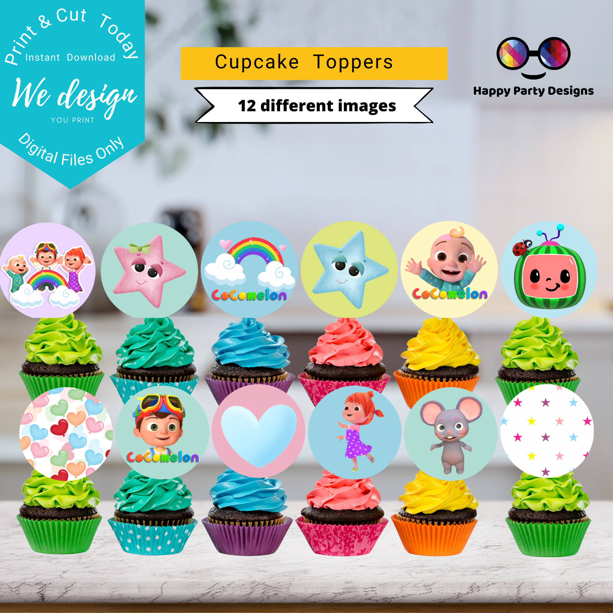 Cocomelon Cupcake Toppers Coco Melon Birthday Girl Instant Etsy