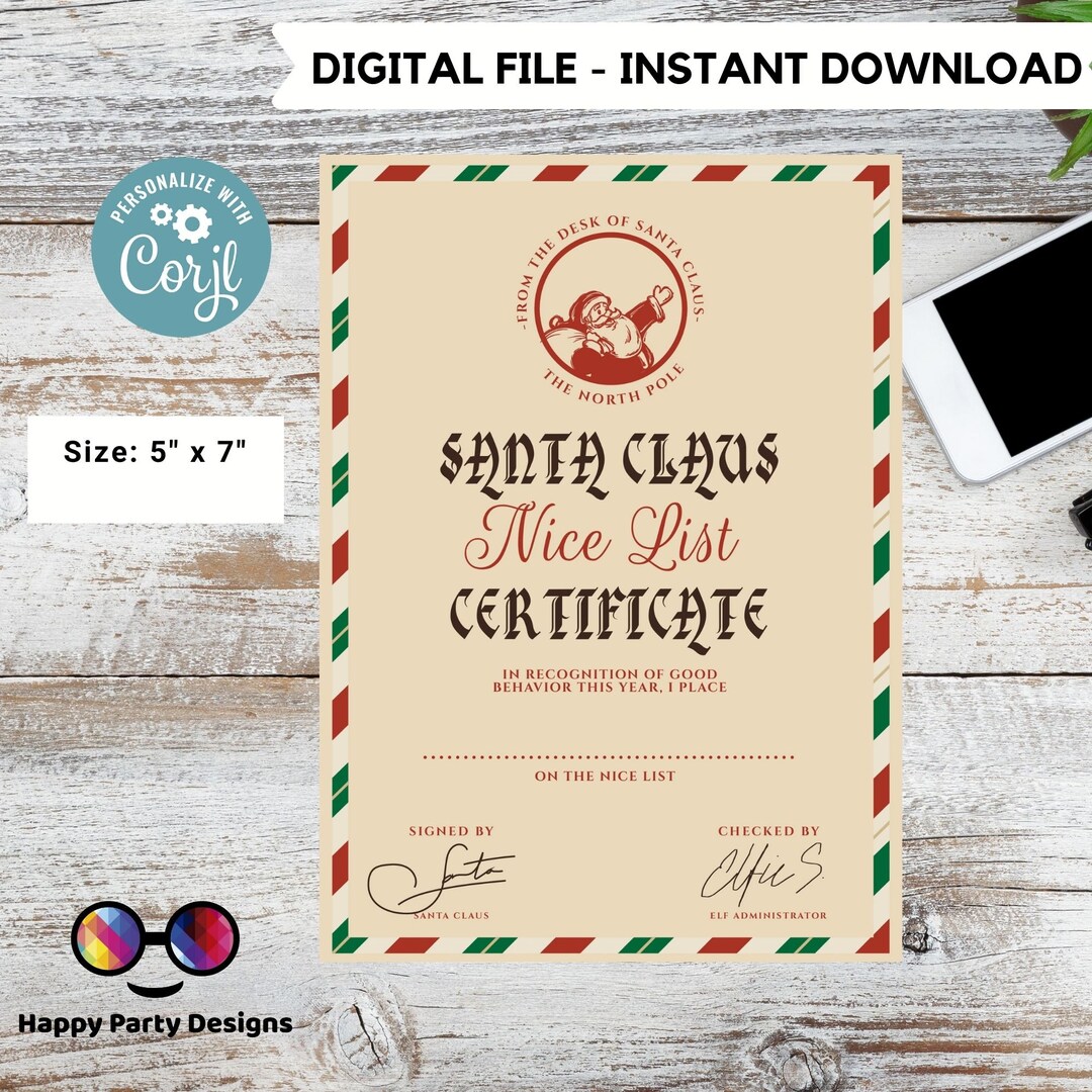 Editable Santa Claus Certificate Letter Hello Letter - Etsy