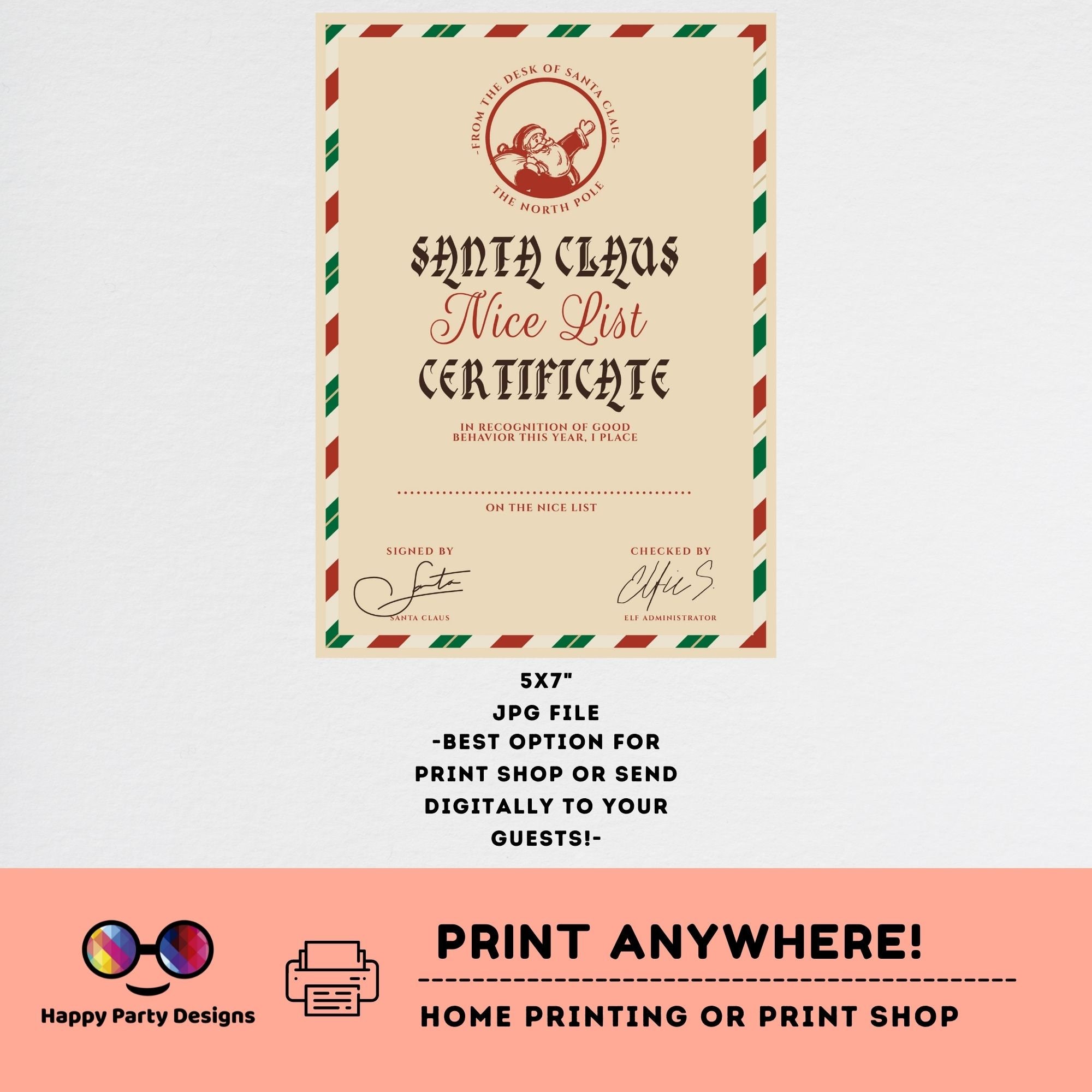 Editable Santa Claus Certificate Letter Hello Letter - Etsy