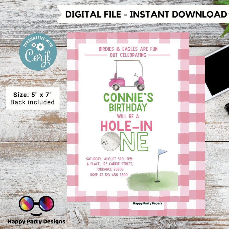 Editable Hole in One Birthday Invitation First Birthday - Etsy