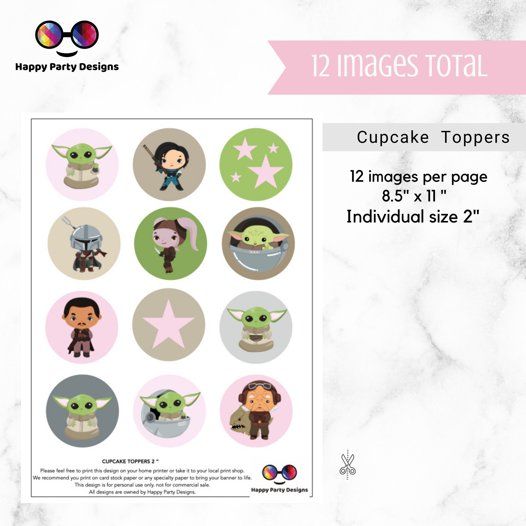 Baby Yoda Birthday Girl Cupcake Toppers Baby Yoda Birthday Etsy