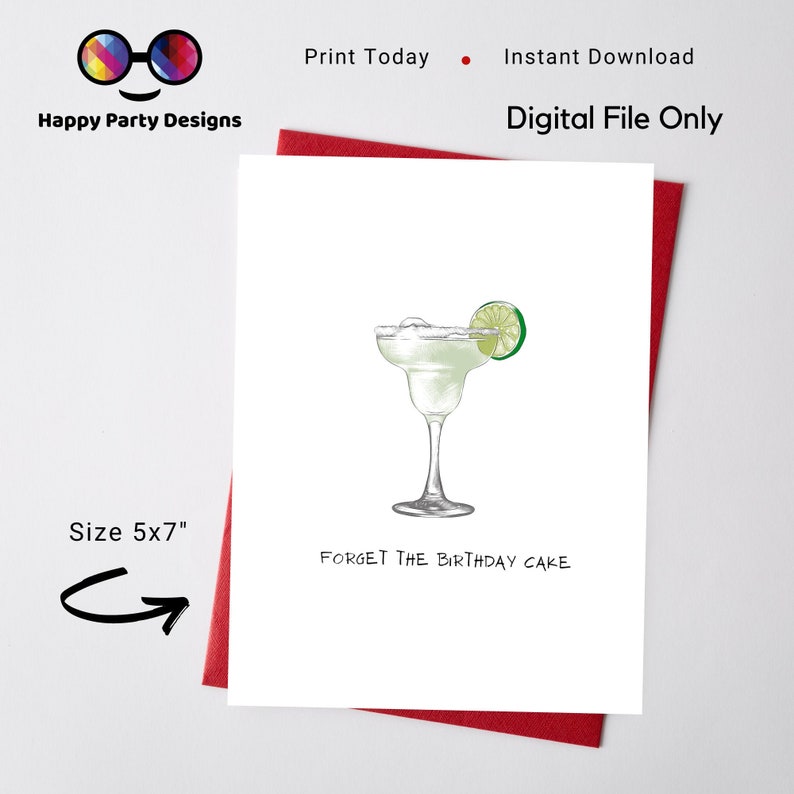Margarita Birthday Card INSTANT Download Digital Etsy