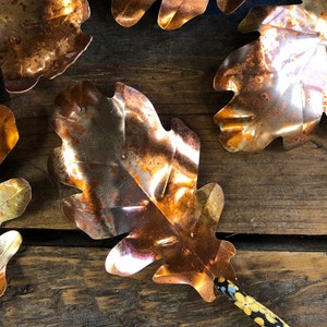 Large narrow copper Oak leaf