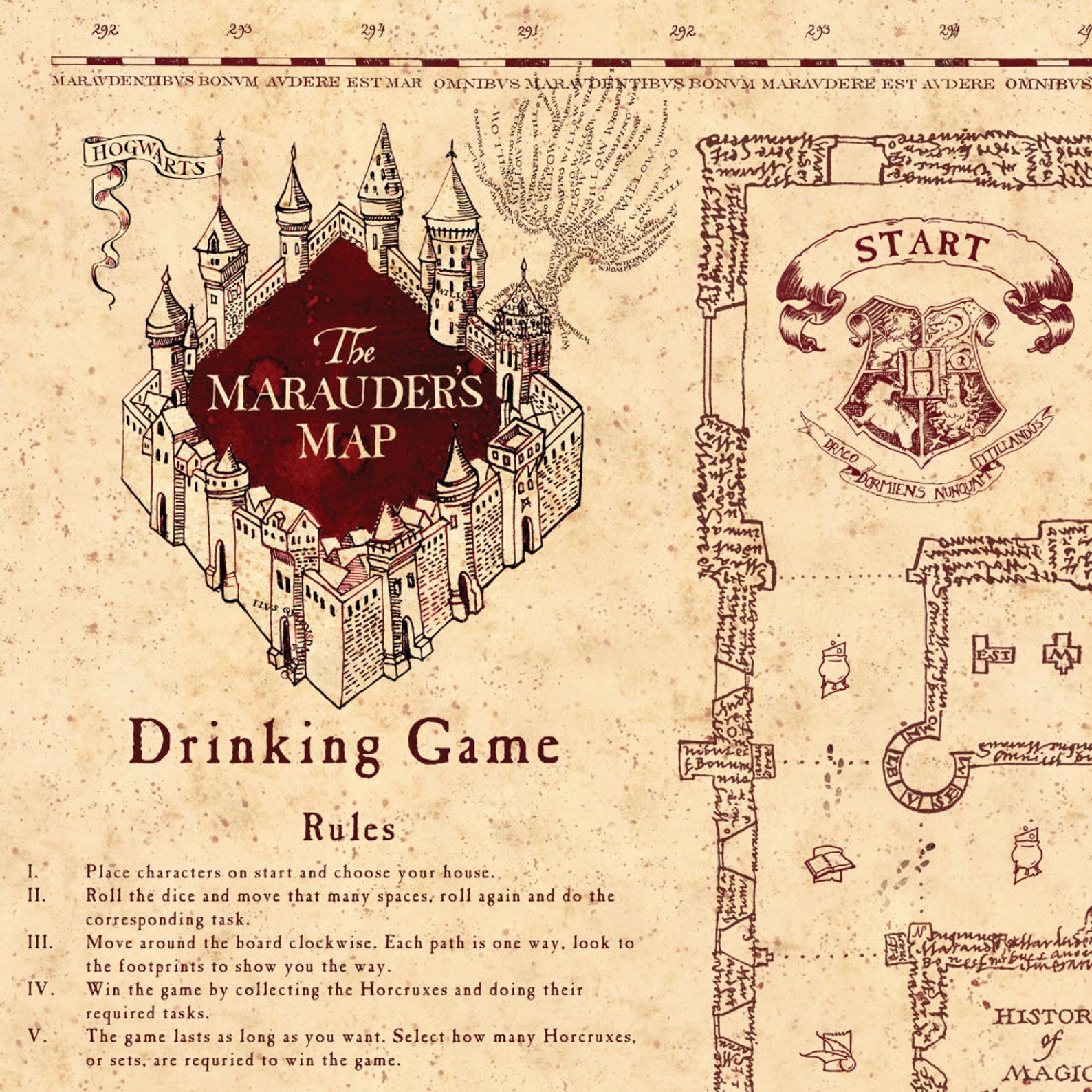 Table drinking game. Harry Potter . Marauders map. Severus Etsy
