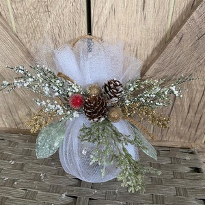 Sparkle tulle rustic ornament 4in tall