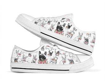 VXCVF Flower and French Bulldog Dog Mens Canvas Shoes Loafers shoefor Mens