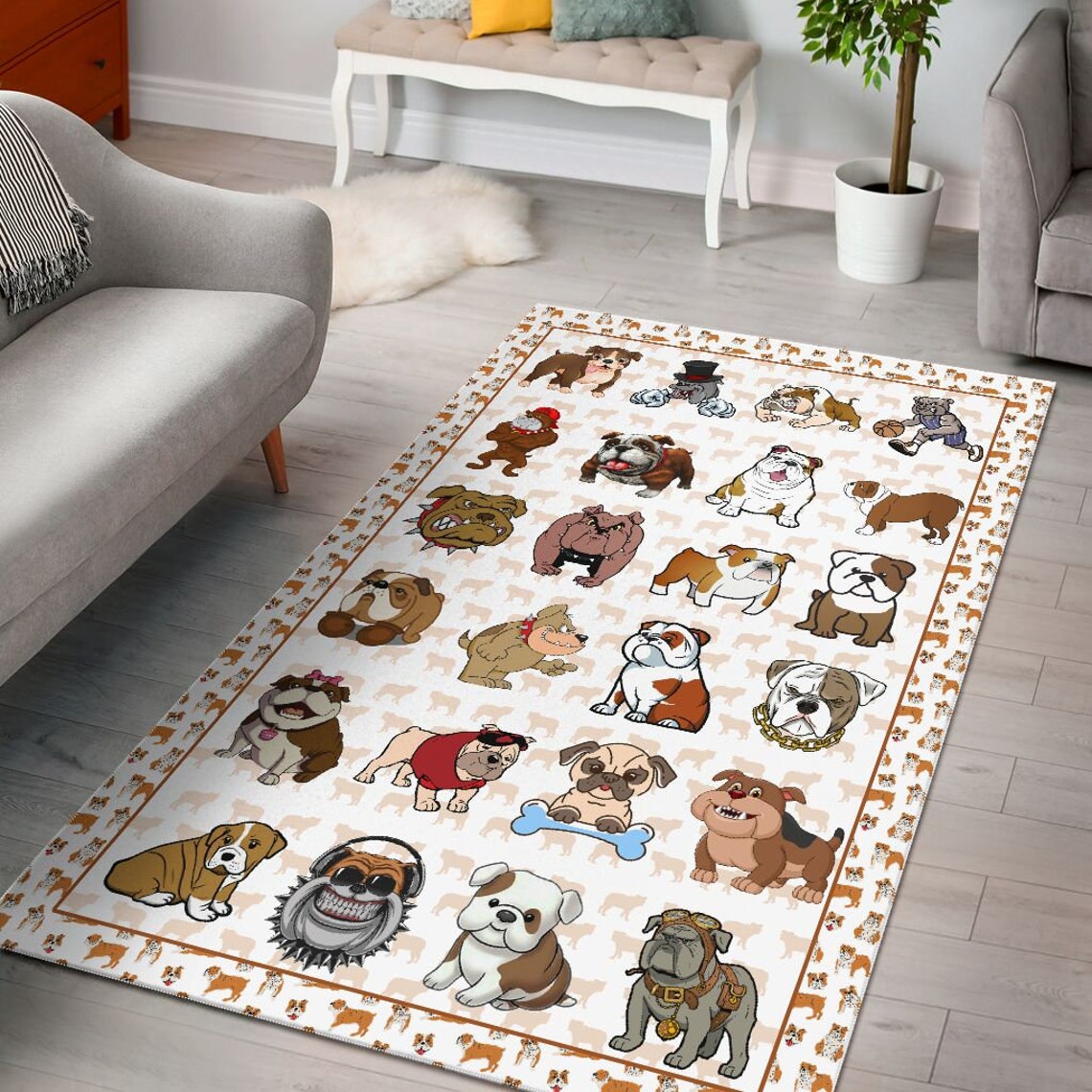 I Love Bulldog Rug Gift for Bulldog Lovers Trendy Etsy