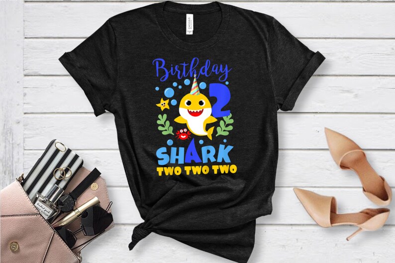 Kids Birthday Shark Baby Shirts For 2 Year Old Boy In Blue Two Two Two T-Shirt