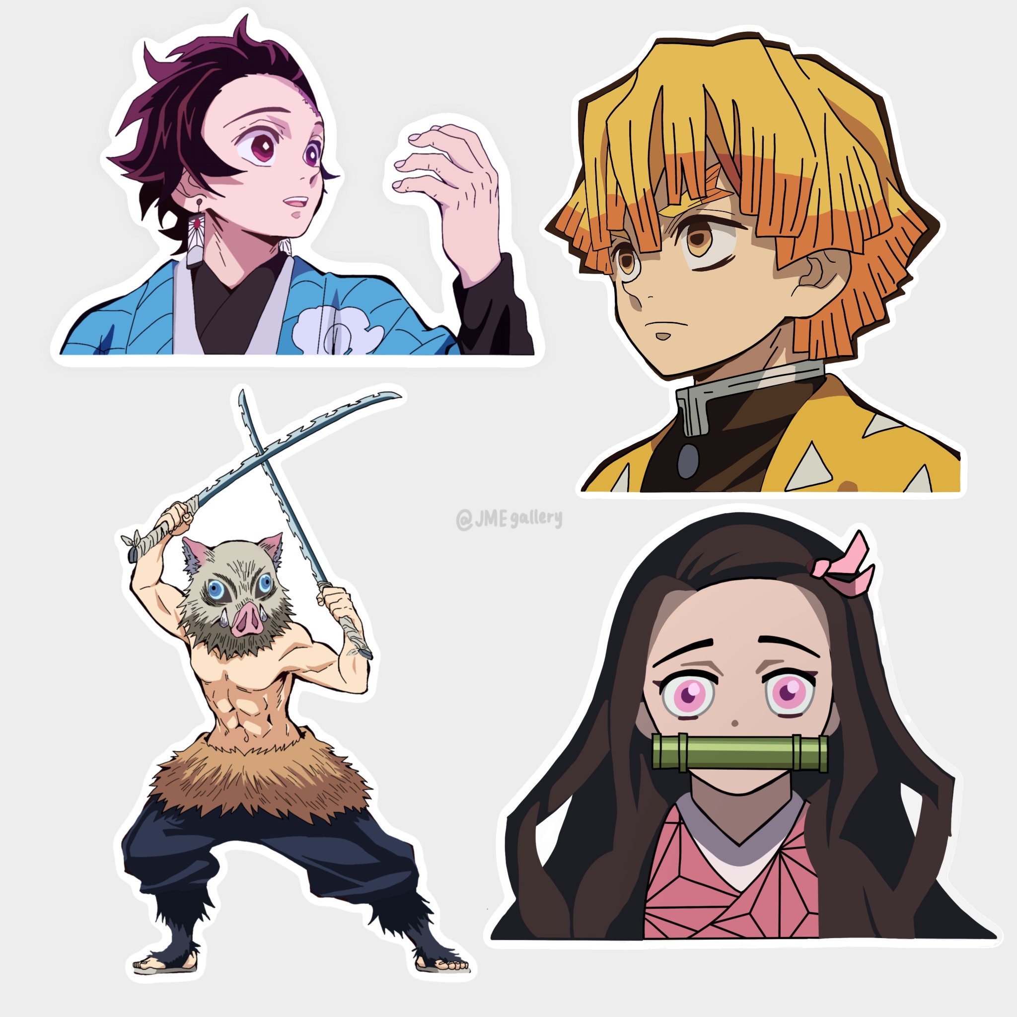 demon slayer stickers tanjiro nezuko zenitsu inosuke etsy
