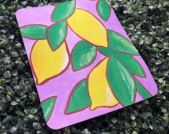 Alfombrillas de ratón con pintura de limones para decoración del hogar y la oficina, hechas a mano
