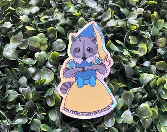 Pegatina holográfica de Princesa Mapache / Troquelada de Halloween resistente al agua