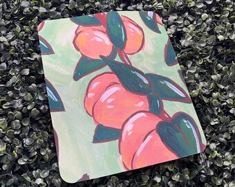 Alfombrillas de ratón con pintura de frutas de melocotón / Decoración para el hogar y la oficina hecha a mano