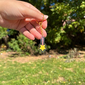 Kirby Star Rod Mini Pixel Acrylic Charms | Aesthetic Video Game Charms for Keys, Bags, Decor, Gifts