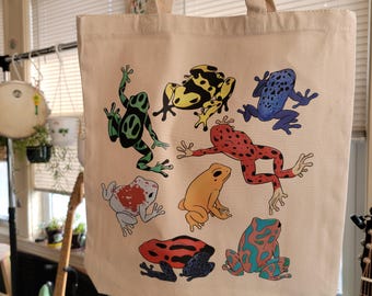 Bolsa de lona con diseño de ranas dardo multiveneno