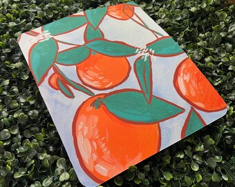 Alfombrillas de ratón con pintura de frutas naranjas / Decoración para el hogar y la oficina hecha a mano
