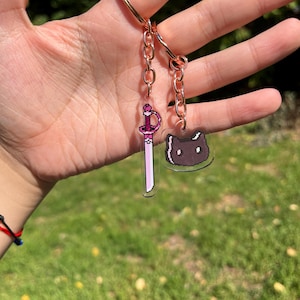 Steven Universe Mini Pixel Acrylic Charms | Aesthetic Cartoon Charms for Keys, Backpacks, Decor, Gifts | Cookie Cat & Rose's Sword
