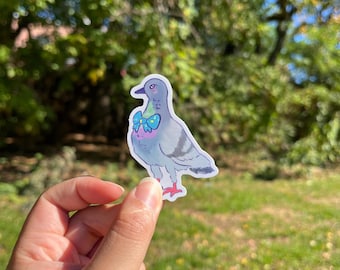 Pegatina de paloma con purpurina / Troquelada holográfica brillante resistente al agua