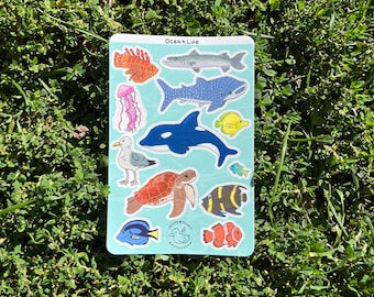 Ocean Life Matte Vinyl Sticker Sheet
