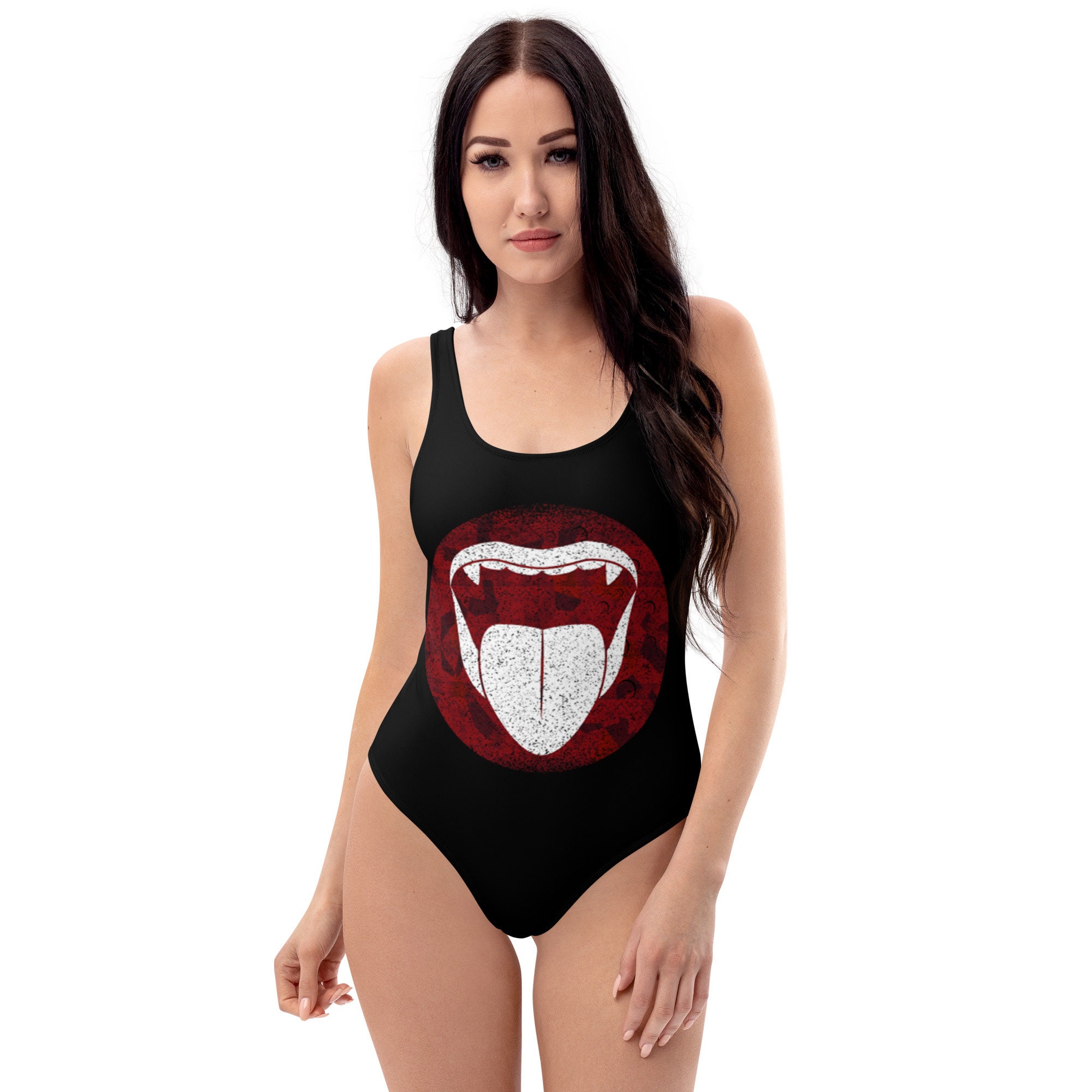 Vampire Tongue Kiss One Piece Swimsuit Etsy