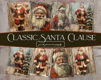 Vintage Santa Claus Junk Journal Pages, Christmas Scrapbook (Digital Download), JJ-130