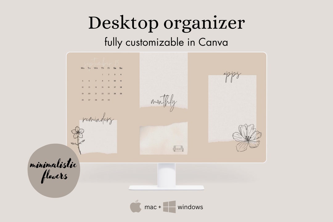 Digital Desktop Organizer Wallpapers 20232024 Minimalistic Floral With