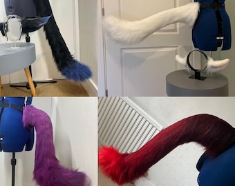 Made To Order Miqo&#39;te FFXIV inspired CUSTOM up to 1m length Articulated Faux Fur Cosplay Tail with belt