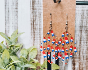 Paletas patrióticas en acrílico transparente / Aretes extremadamente livianos
