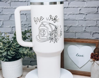Vaso Fire Wife de 40 oz con asa / Opción de marca de 40 oz