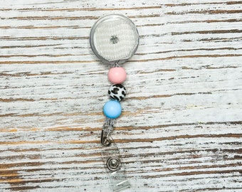 Cow Print Silicone Beaded Badge Reel | Silicone Beaded Badge Reel | Nurse Badge Reel | Teacher Badge Reel | Silicone Beaded Badge Reel
