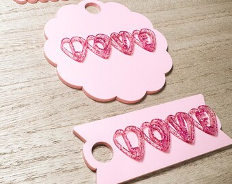 Adorno para vaso de San Valentín / Adorno para vaso rosa / Adorno para vaso con la frase "Love"