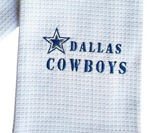 Dallas Cowboys Embroidered Kitchen Towel: Waffle Weave Cotton