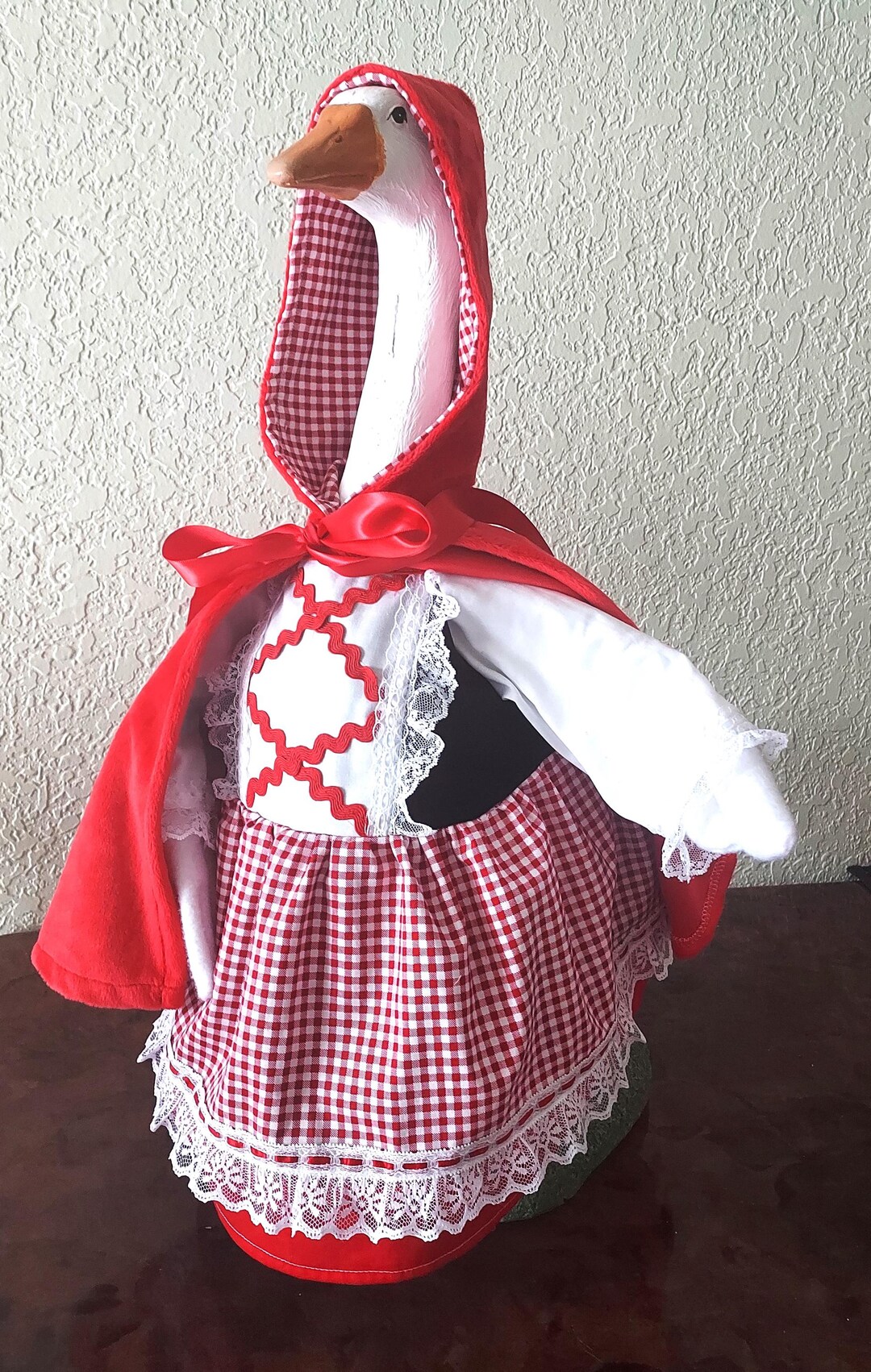 Little Red Riding Hood Goose Outfit – Handmade Cottagecore Garden Decor ...