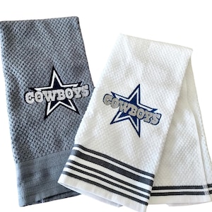Dallas Cowboys Star Gift for Dad set of 2  Embroidered Tea towels  , hands towels 100% Cotton 16in x 25in Gift for Him/ Her
