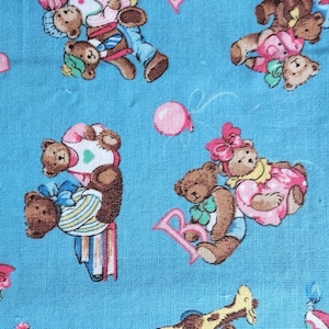 Katoenen vintage Cranston Print Works: quiltstof teddybeer voor kinderen