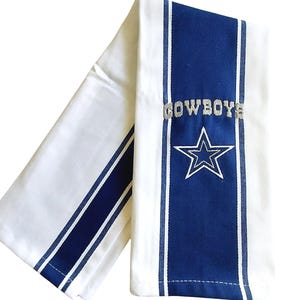 Dallas Cowboys Kitchen Dish Embroidered Tea towel  , hand towel 100% Cotton 18in x 28in Gift for Dad